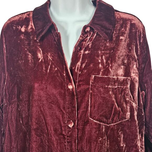 Soft Surroundings Eden Velvet and Lace Blouse in Cabernet Size M - Picture 5 of 9